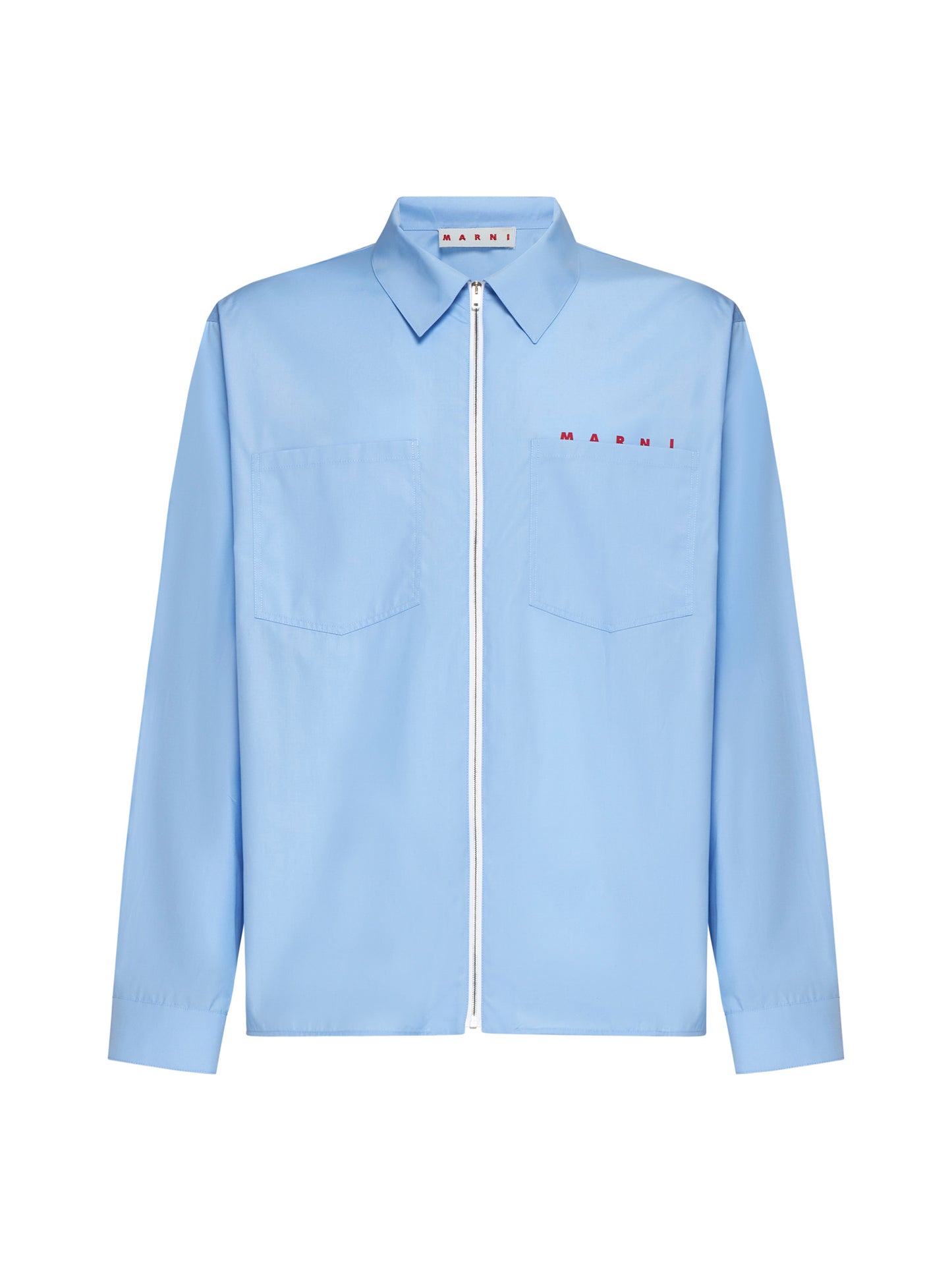 Camicia con logo nascosto blu Marni