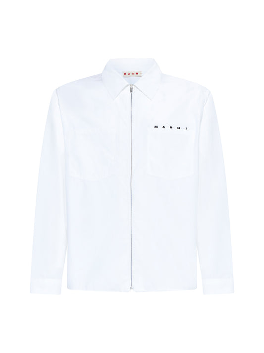 Zip-up cotton shirt