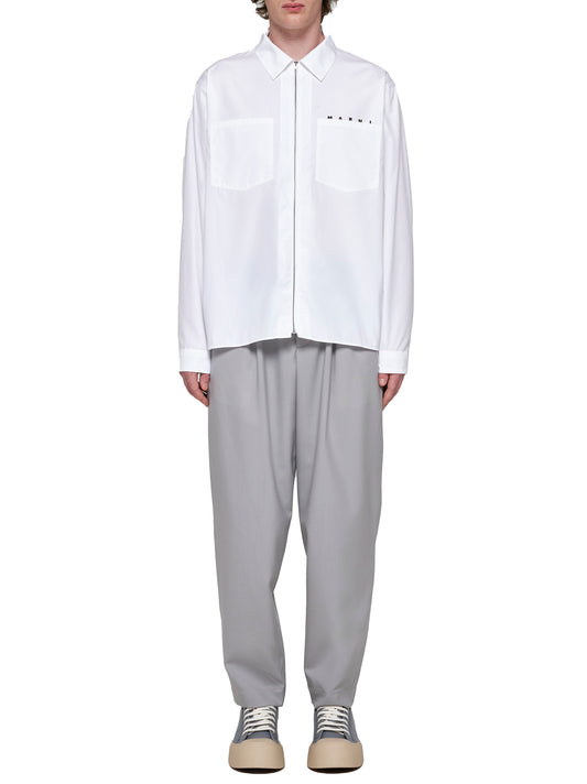 Zip-up cotton shirt