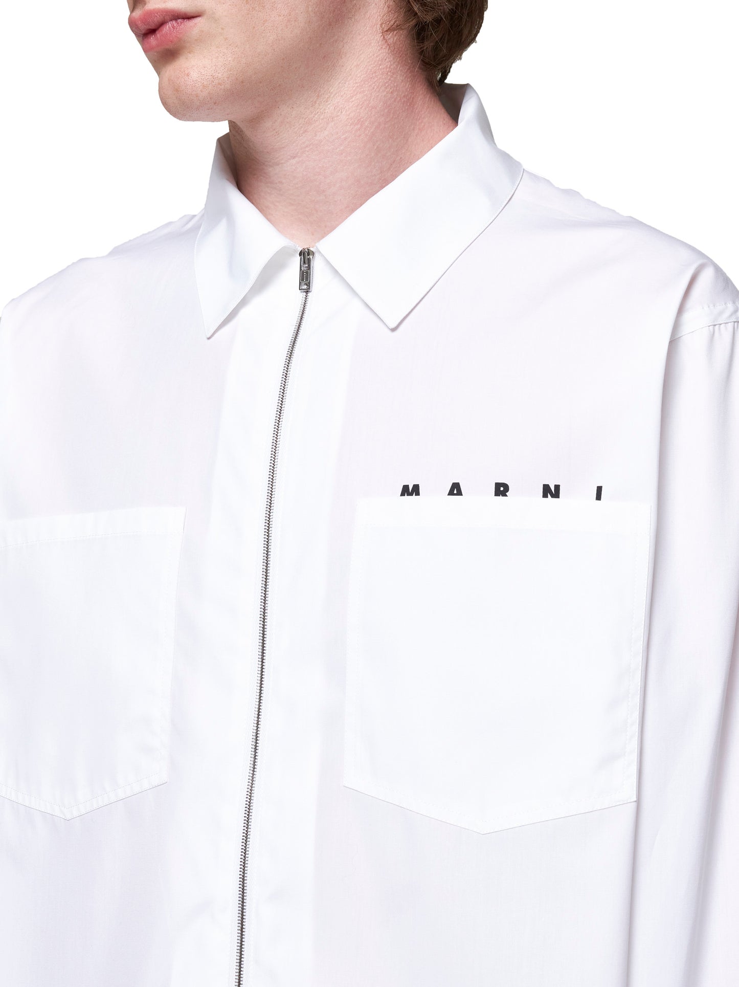 Zip-up cotton shirt