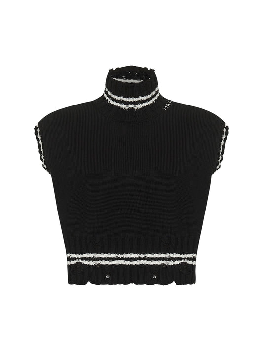 Black cotton cropped vest
