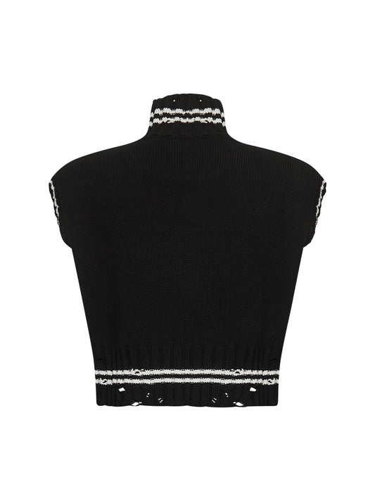 Black cotton cropped vest