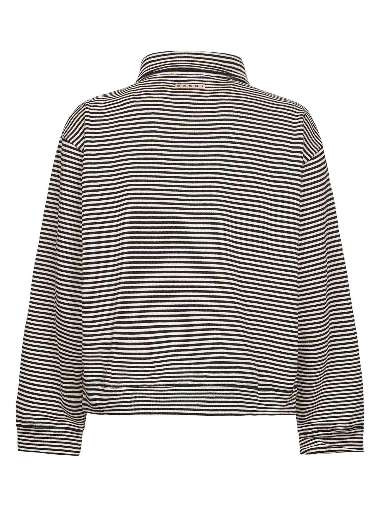 Black striped cotton polo sweatshirt
