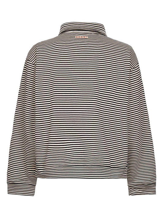 Black striped cotton polo sweatshirt