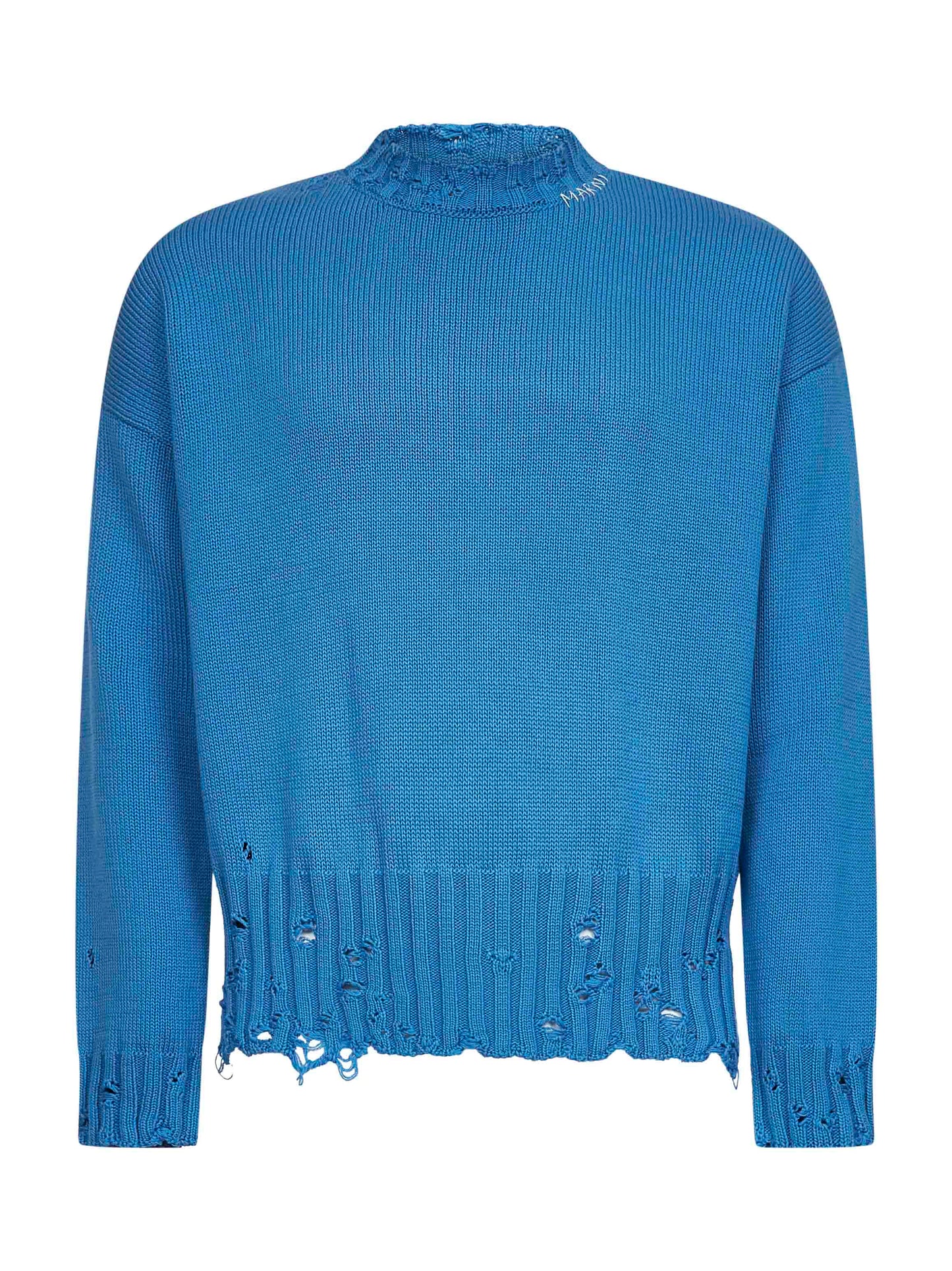 Maglia girocollo in cotone azzurro