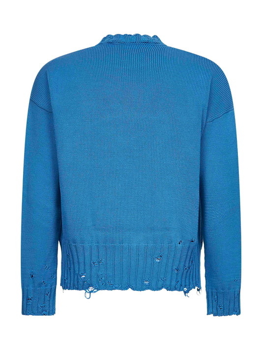 Maglia girocollo in cotone azzurro
