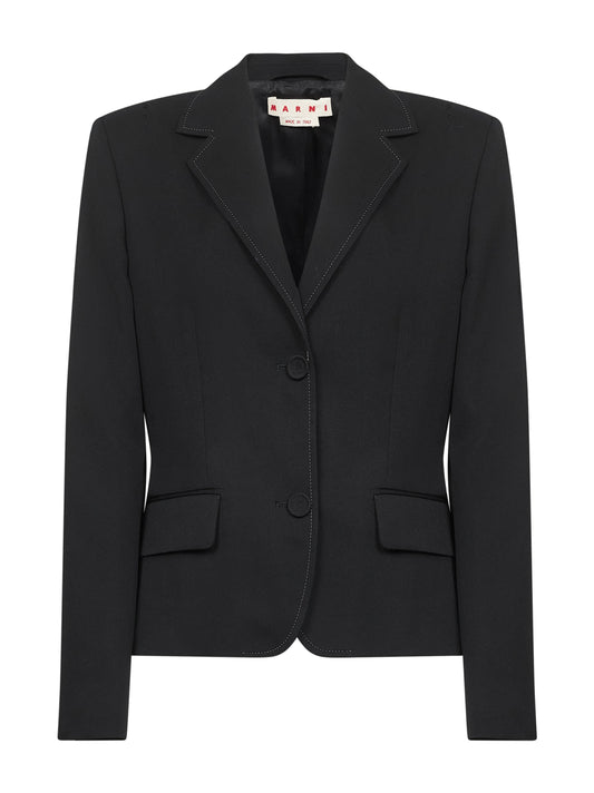 Black wool single-breasted blazer