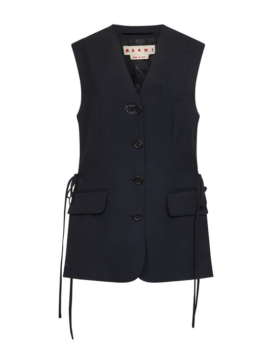 Blue tropical wool vest