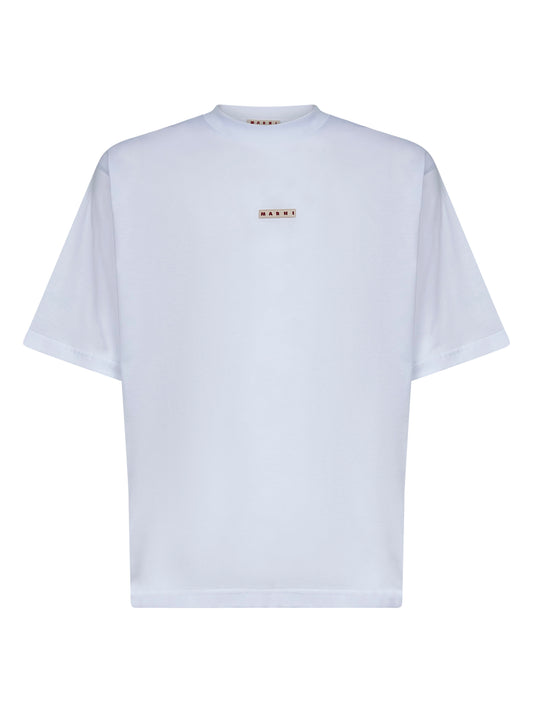 T-shirt in cotone biologico bianco con etichetta Marni