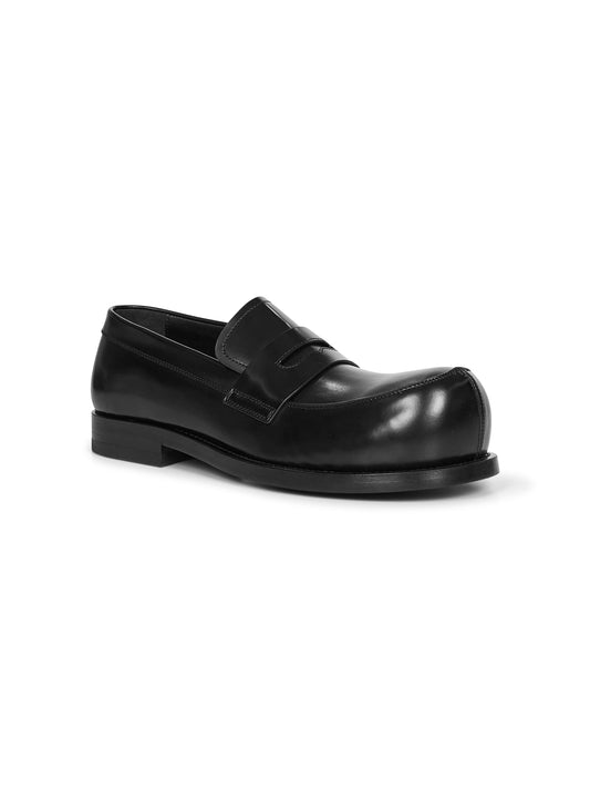 Black leather New Wave loafers