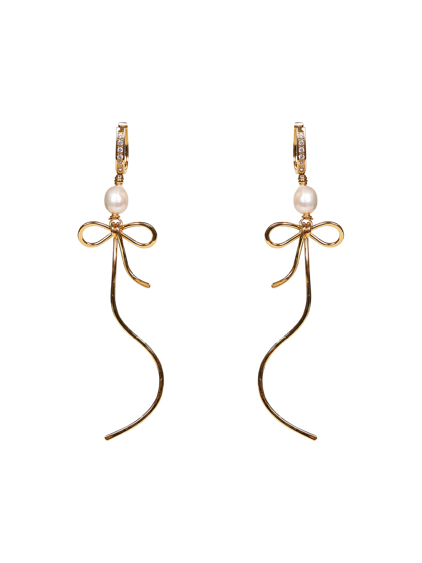 Orecchini a goccia Bow con perle oro