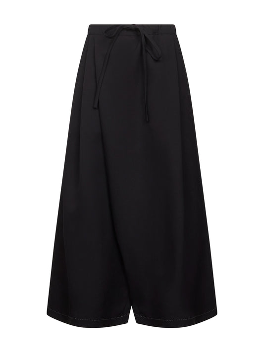 Pantaloni oversize in batavia di lana nero