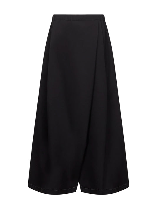 Pantaloni oversize in batavia di lana nero