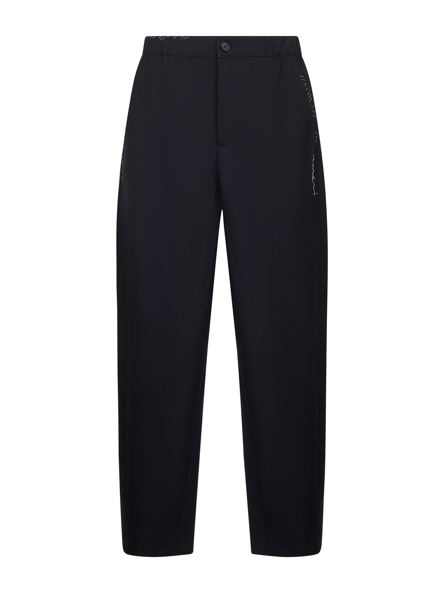 Blue tropical wool straight leg trousers