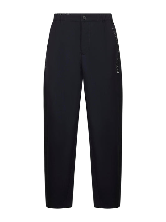 Blue tropical wool straight leg trousers