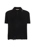 Black cotton knit polo shirt