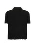 Black cotton knit polo shirt