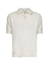 Ivory cotton knit polo shirt