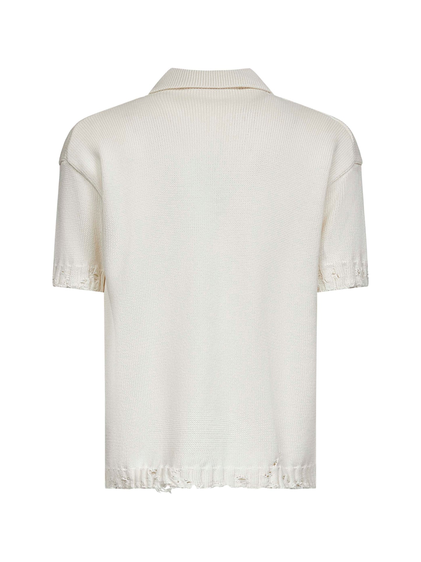 Ivory cotton knit polo shirt