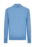 Light blue virgin wool knit polo shirt