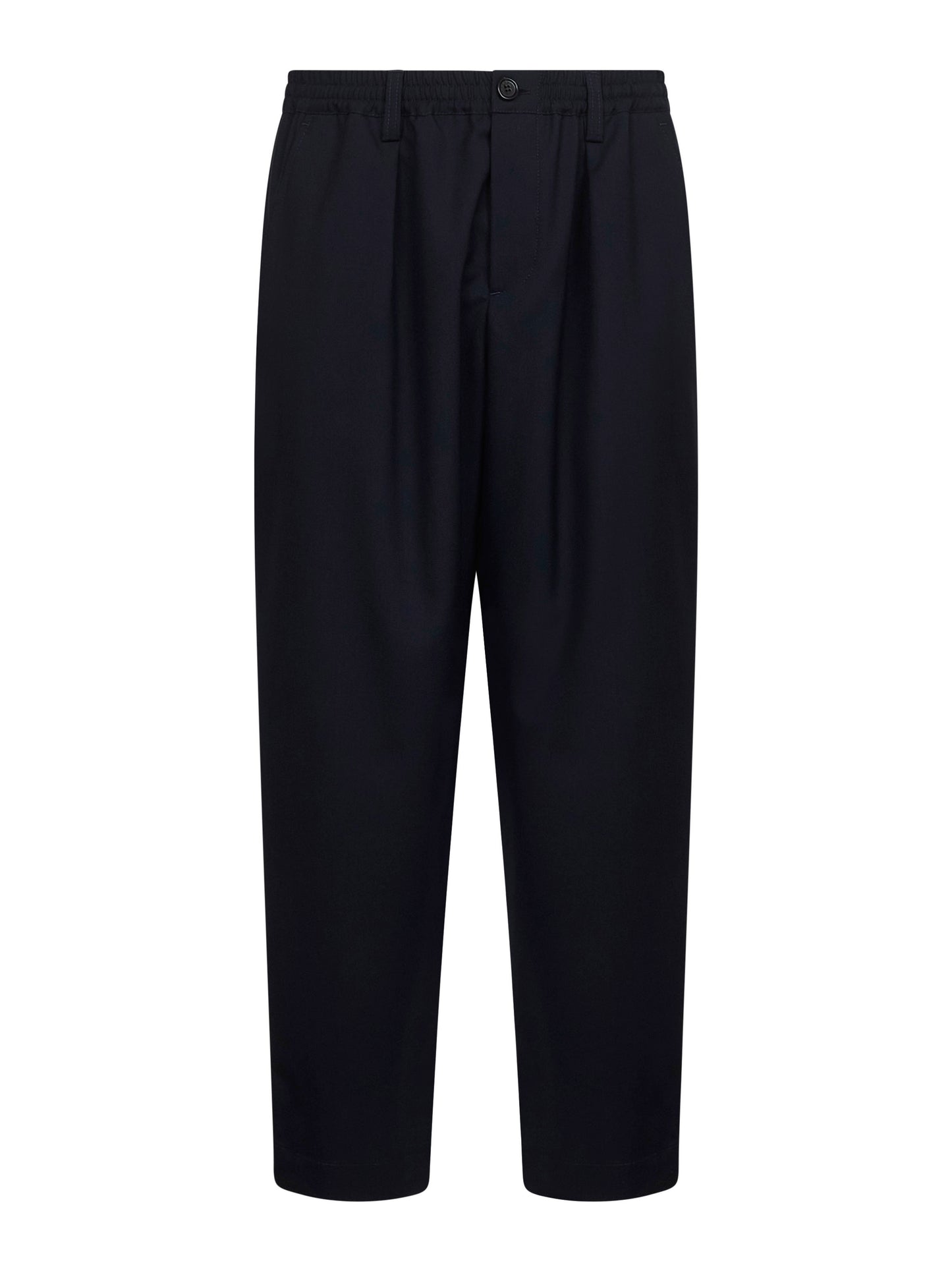 Pantaloni crop in fresco lana blu