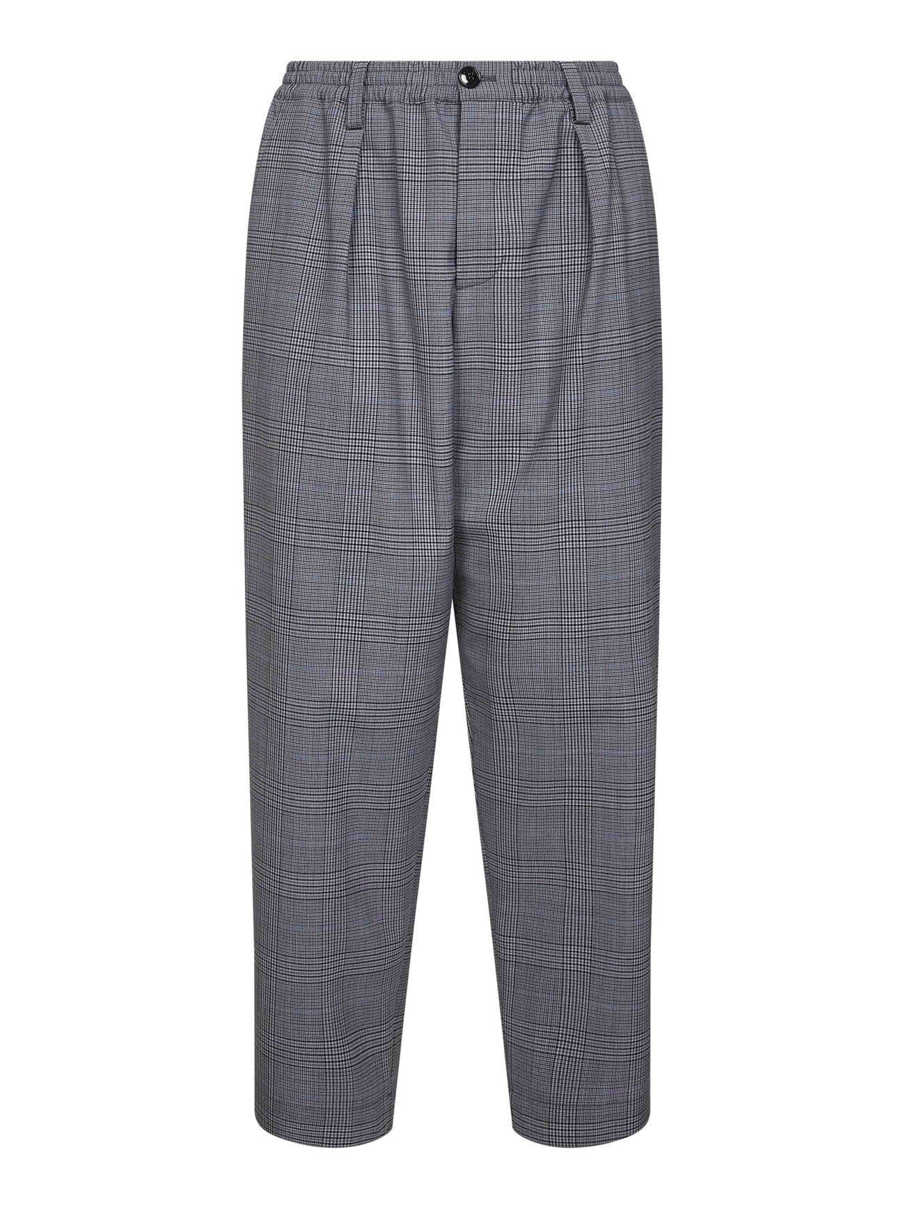 Pantaloni cropped in fresco lana Principe di Galles grigio