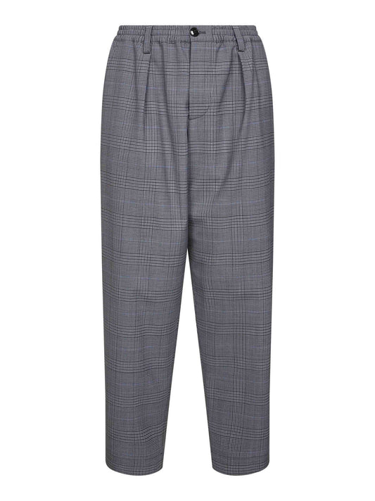 Pantaloni cropped in fresco lana Principe di Galles grigio