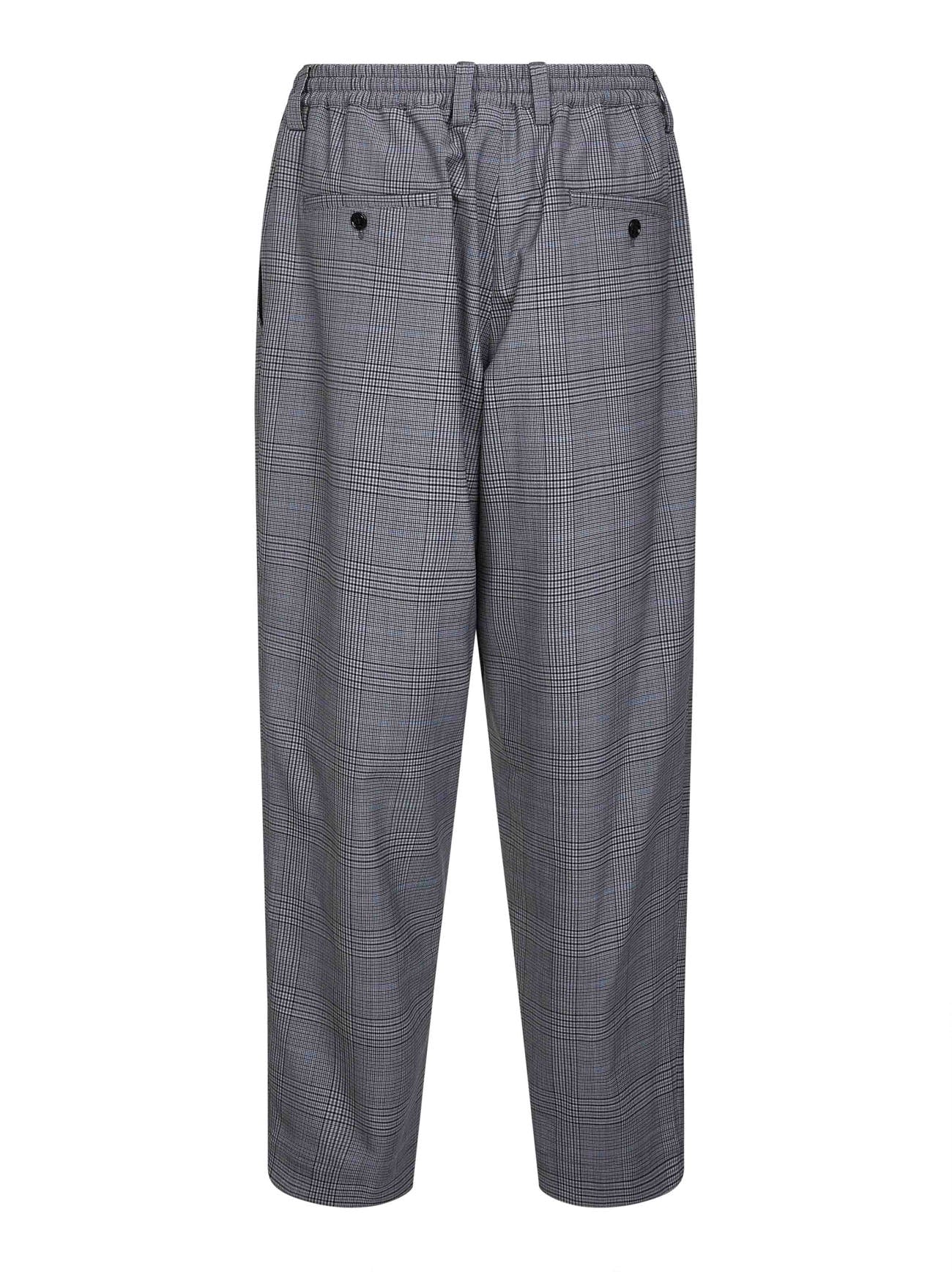 Pantaloni cropped in fresco lana Principe di Galles grigio