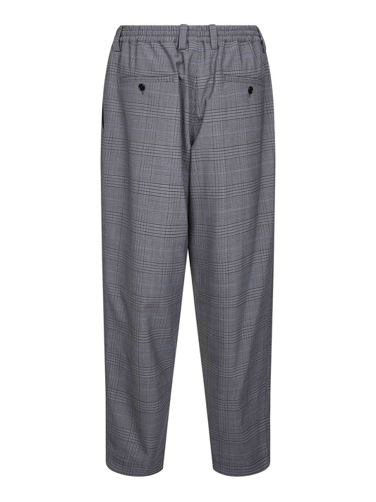 Pantaloni cropped in fresco lana Principe di Galles grigio