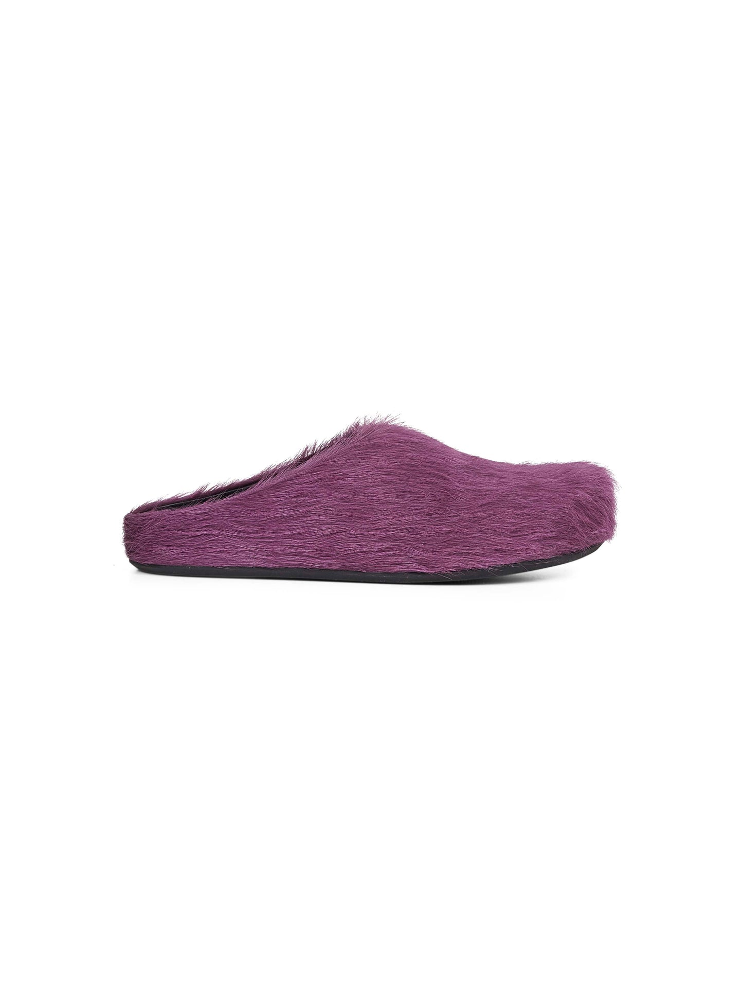 Sabot Fussbett in vitello a pelo lungo viola
