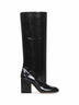 Black polished leather Trunkaroo knee-high boots