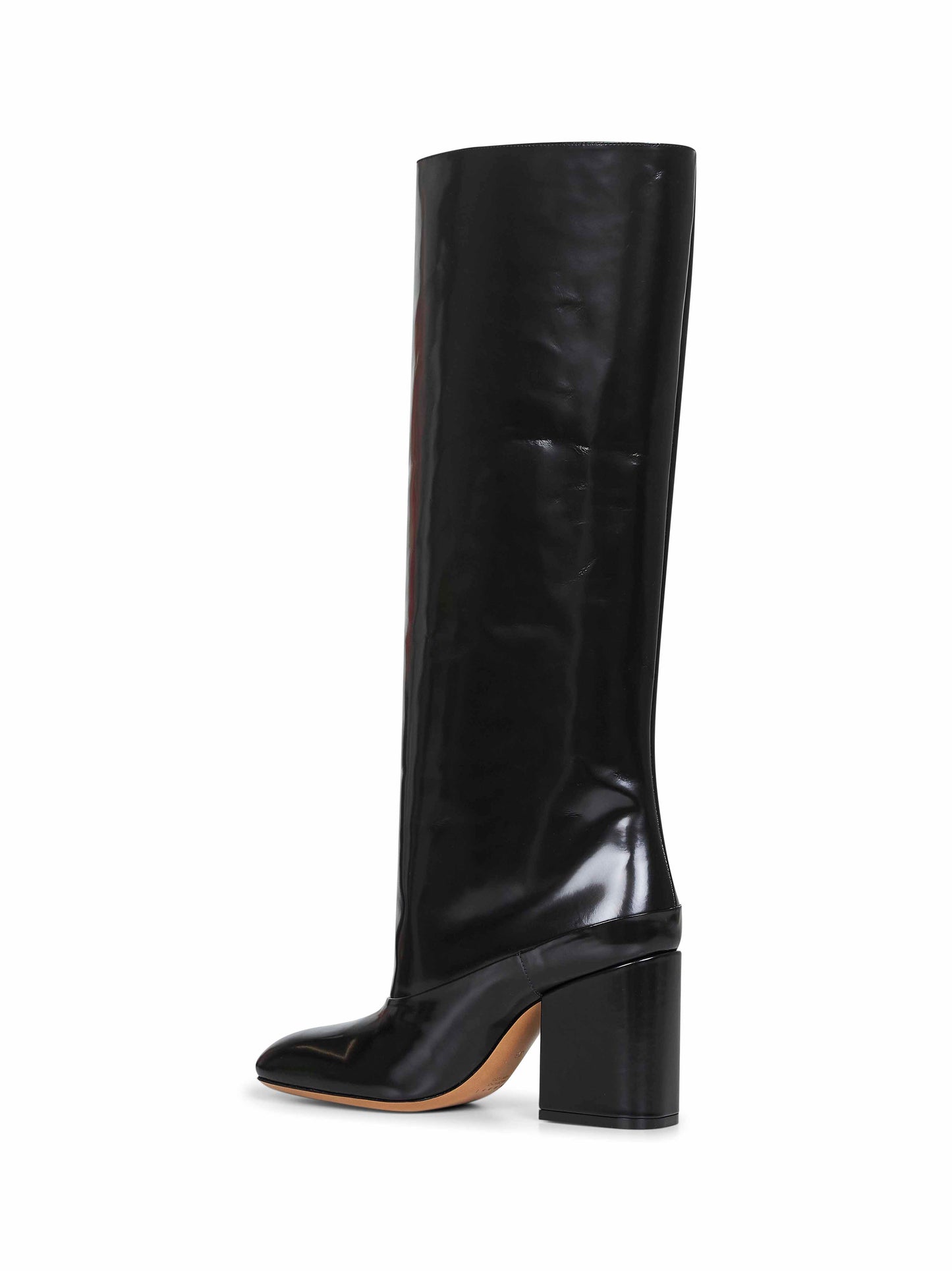 Black polished leather Trunkaroo knee-high boots