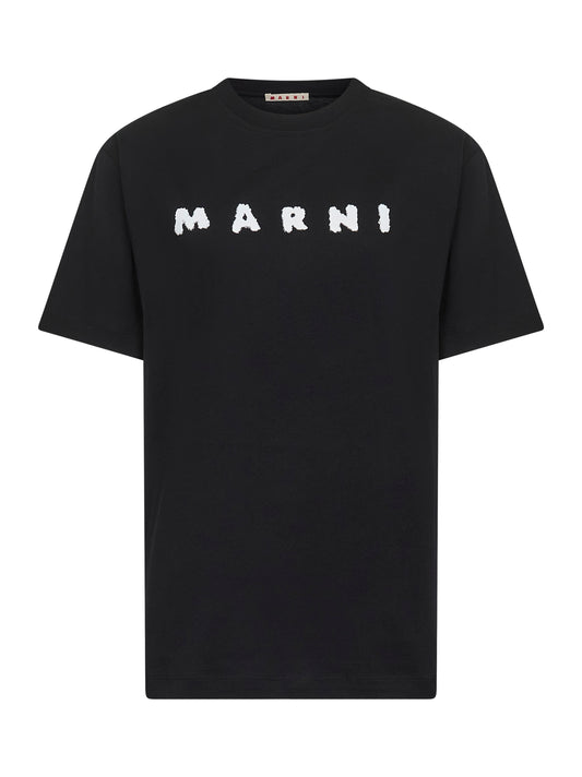 Black jersey Marni Scribbled logo T-shirt