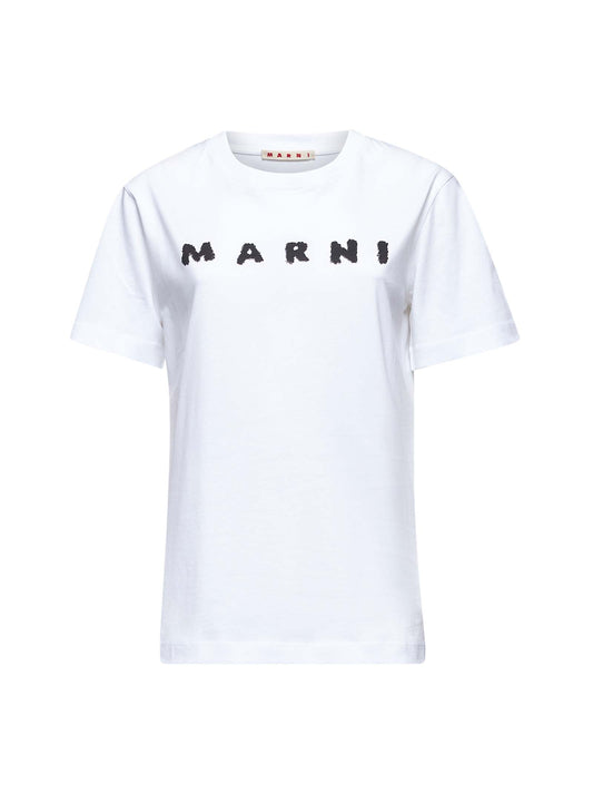White Marni Scribbled logo T-shirt