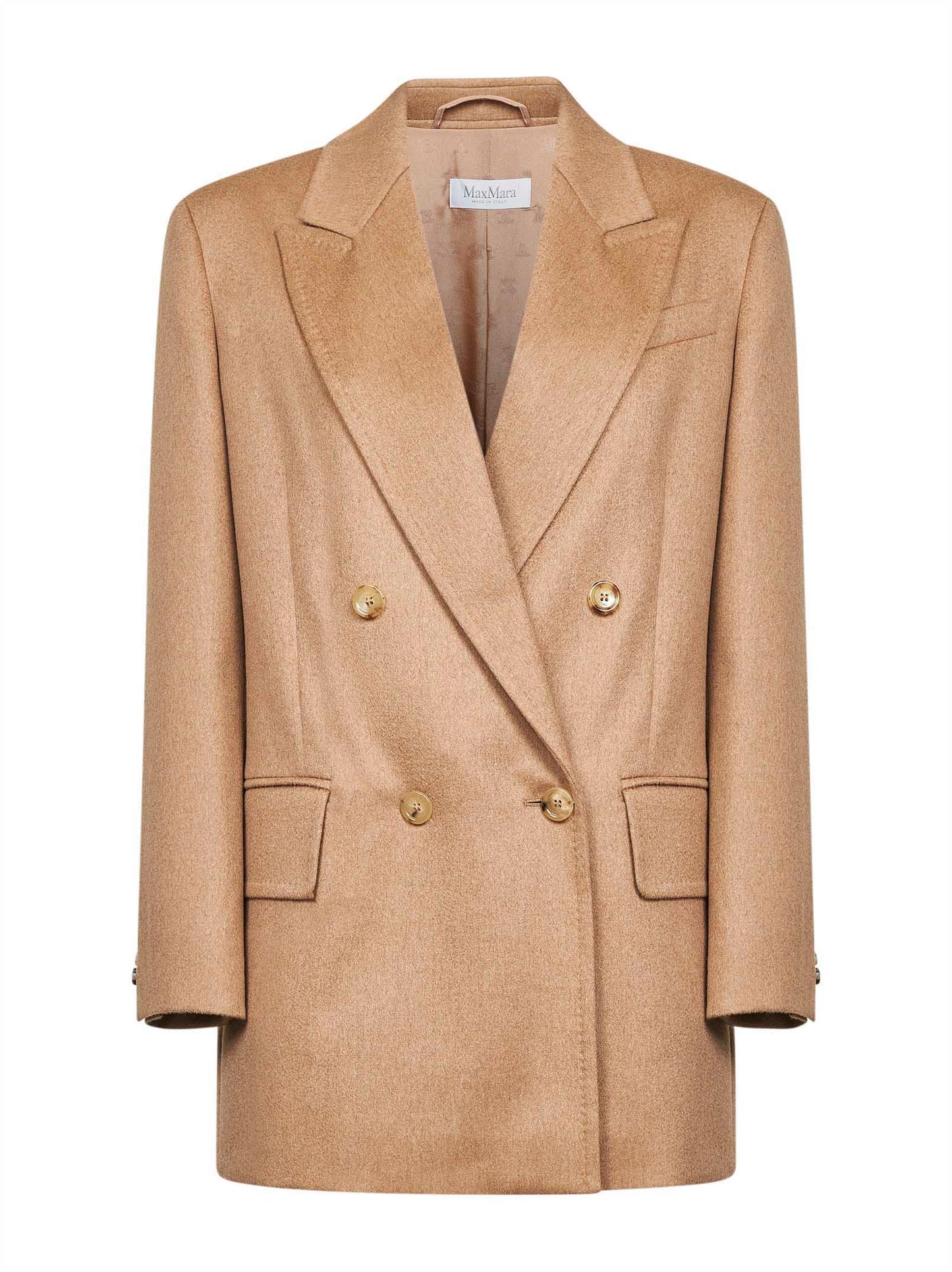 Giacca OLIMPIA in cammello zibellinato cammello<BR/>