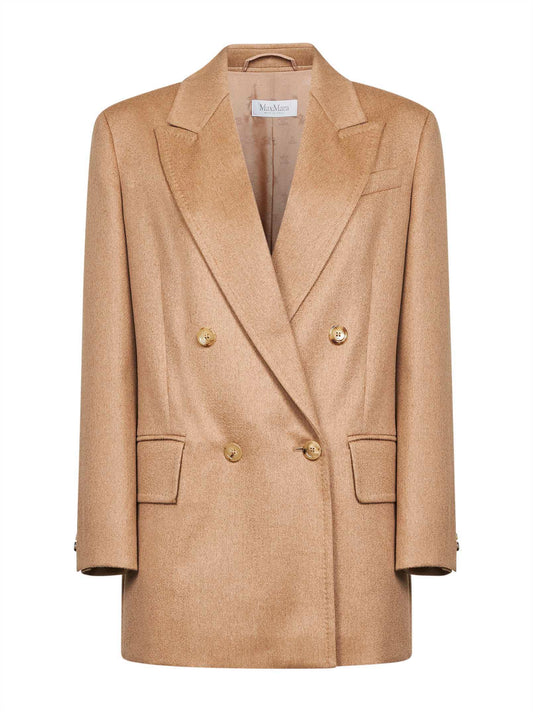 Giacca OLIMPIA in cammello zibellinato cammello<BR/>
