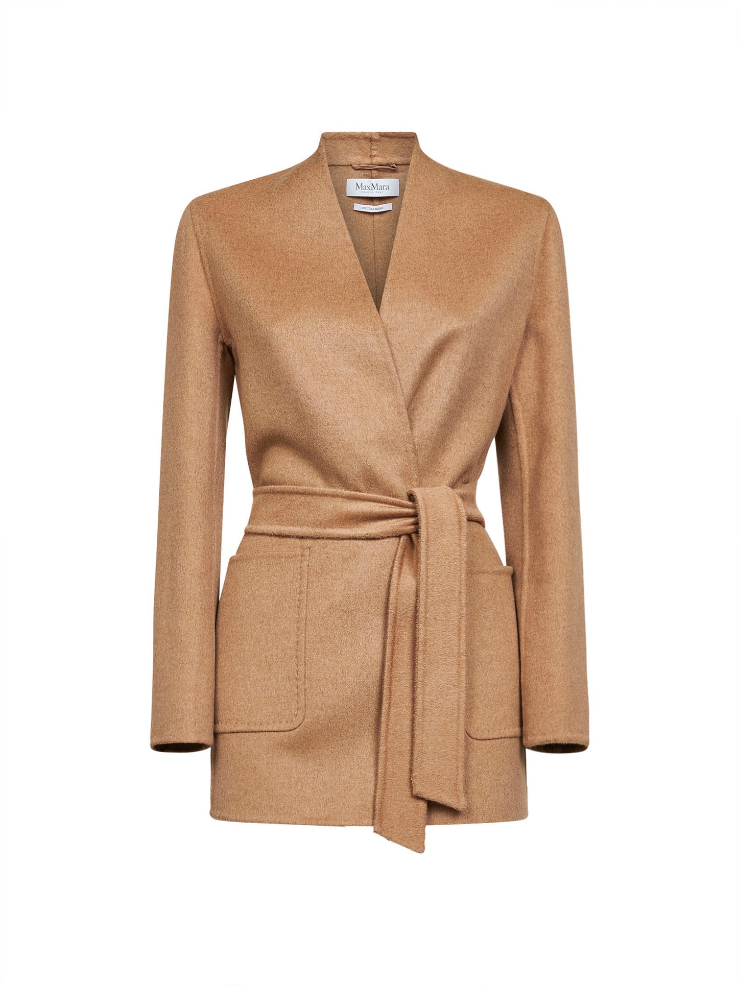 Camel double drap wrap jacket