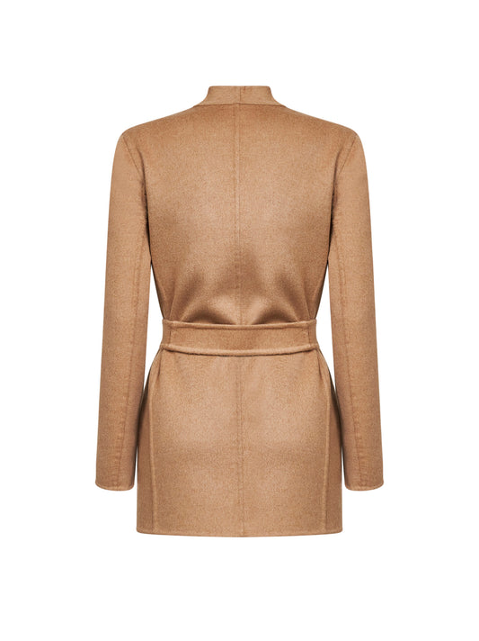 Camel double drap wrap jacket