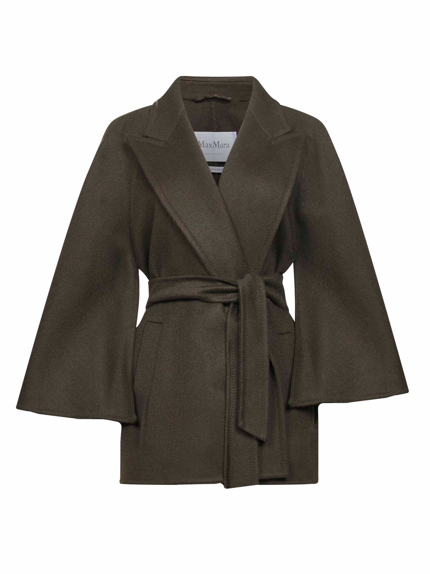 Cappotto con cintura VERNA in doppio drap verde