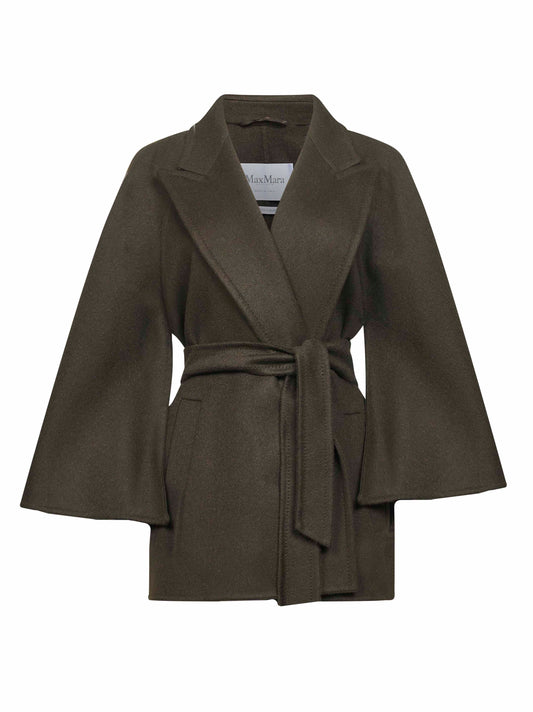 Cappotto con cintura VERNA in doppio drap verde