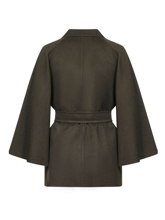 Cappotto con cintura VERNA in doppio drap verde