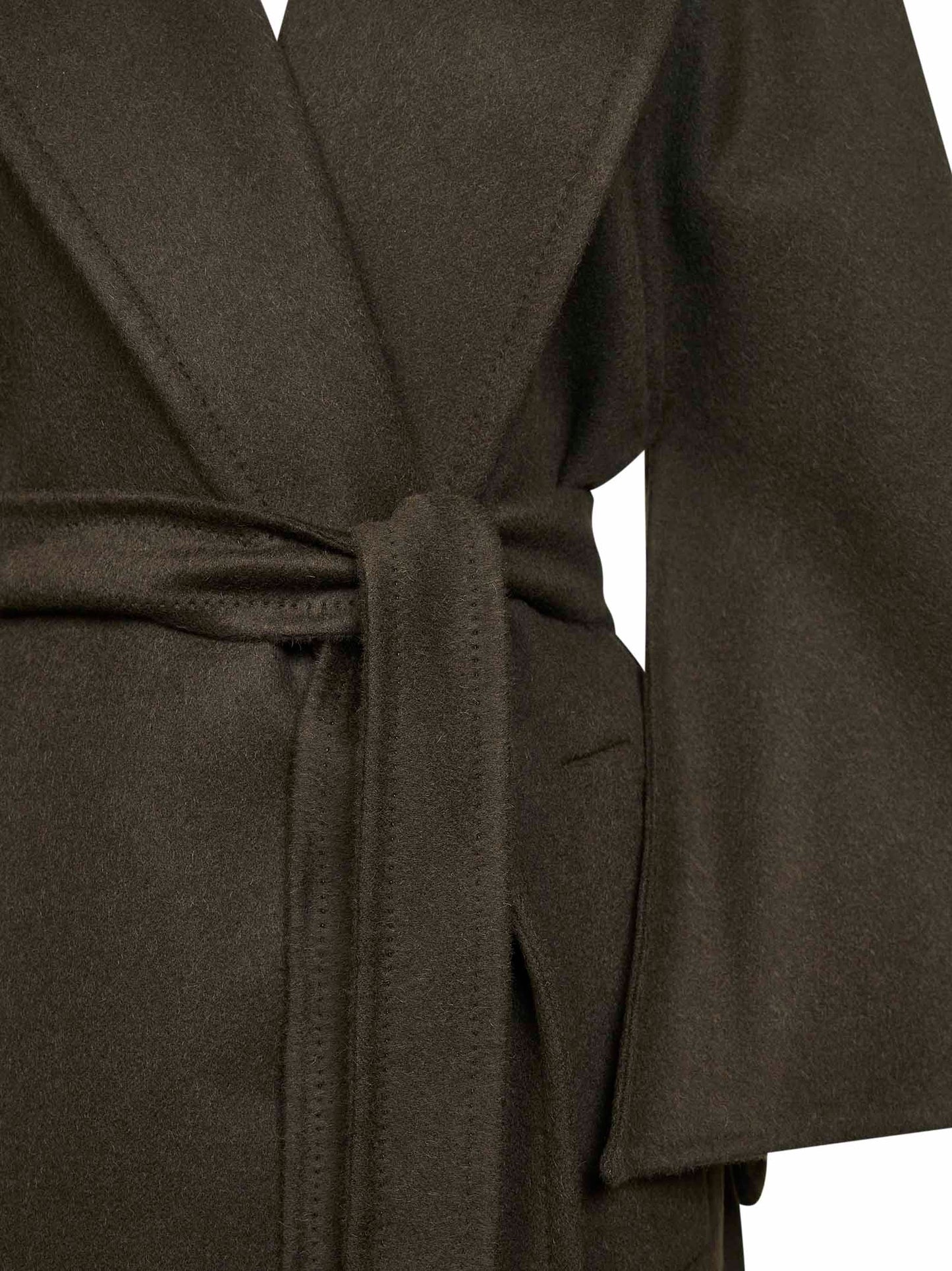 Cappotto con cintura VERNA in doppio drap verde