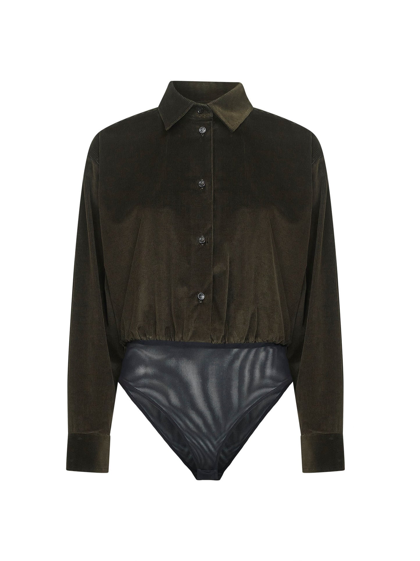Body a camicia FERTILE in velluto a coste verde