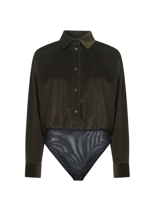 Green corduroy FERTILE bodysuit shirt
