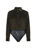 Body a camicia FERTILE in velluto a coste verde