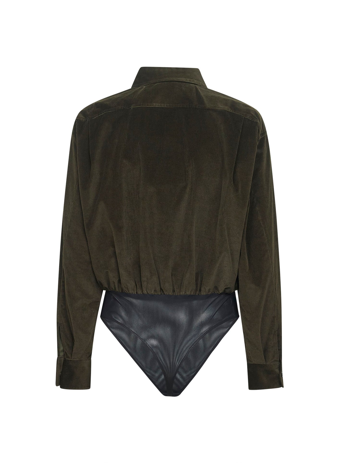 Body a camicia FERTILE in velluto a coste verde
