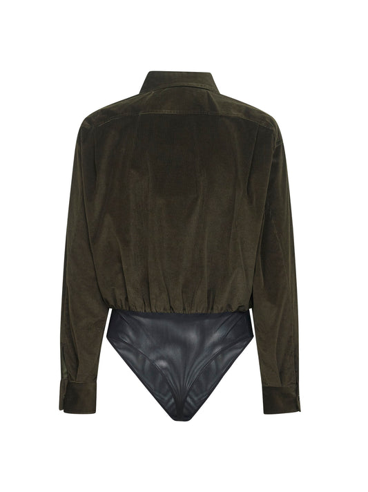 Green corduroy FERTILE bodysuit shirt