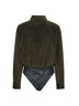 Body a camicia FERTILE in velluto a coste verde