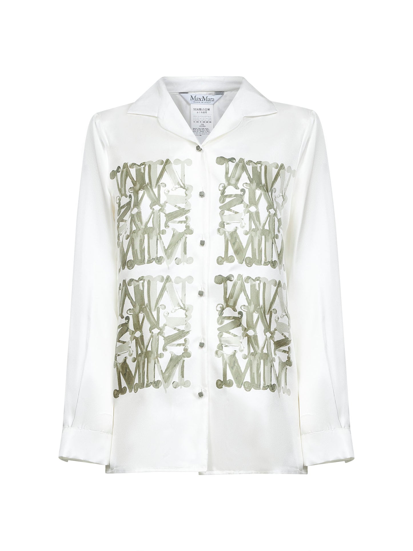 Camicia NABIL in twill di seta stampata verde salvia