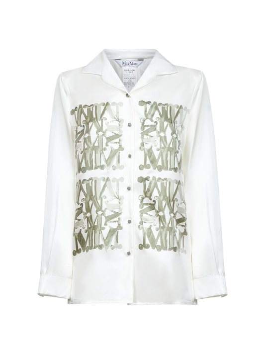 Sage green printed silk twill NABIL shirt